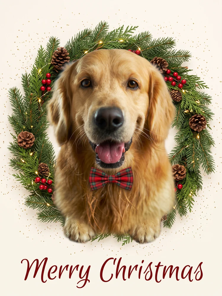 Merry Christmas Card - AI Pet Portrait Template | PetImage